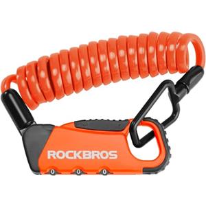ROCKBROS Lucchetto per Casco Moto, Lucchetto Combinazione 3 Cifre Antifurto, Cavo 120cm x 4mm per Bicicletta Leggero e Portabile per Scooter MTB E-bike Passeggino, Arancione