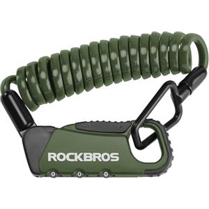 ROCKBROS Lucchetto per Casco Moto, Lucchetto Combinazione 3 Cifre Antifurto, Cavo 120cm x 4mm per Bicicletta Leggero e Portabile per Scooter MTB E-bike Passeggino, Verde