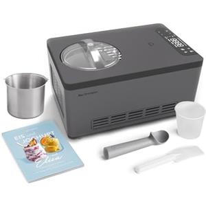 Springlane Kitchen SPRINGLANE Gelatiera e yogurt Elisa 2,0 L con compressore autolaffreddante da 220 W, in acciaio inox con funzione di raffreddamento e riscaldamento (Elisa antracite, gelatiera + contenitore aggiuntivo