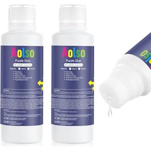 Aolso Colla Trasparente Per Puzzle - 480ml Con Applicatore in Spugna, Adesivo Permanente ad Asciugatura Rapida Per 500/1000/1500 Pezzi