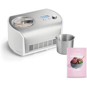 Springlane Kitchen SPRINGLANE Gelatiera Elli con compressore autoraffreddante, gelatiera in acciaio inossidabile con contenitore per gelato rimovibile (Argento/Contenitore in acciaio inossidabile, 1,2 L)