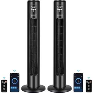 Aigostar Ross Smart - Ventilatore a torre Smart WiFi con telecomando, 102 cm, display LED, oscillazione 70°, 3 velocità 3 modalità, timer 24 ore, controllo APP, adatto per casa e ufficio, 2 PCS