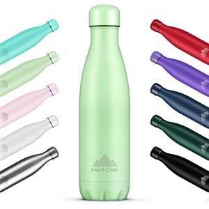 Mont-Clair l'O Borraccia Termica 500ML in Acciaio Inox, Borracce Termiche - 12h di Bevanda Calda e 24h di Bevanda Fredda - Senza BPA, Bottiglia Acqua, Borraccia 500ML Verde chiaro