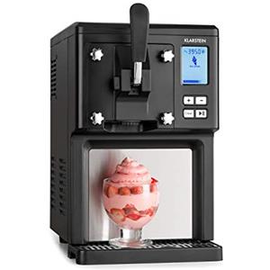 KLARSTEIN Sweet Sundae - Macchina per Gelato, Gelatiera, 1,5 L, Compressore Autoraffreddante, 200 W, Sistema di Erogazione, Mantenimento Temperatura per 3 h, Pulizia Automatica, Acciaio Inox, Nero
