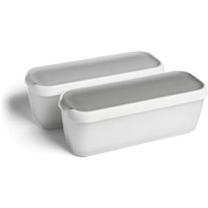 Springlane Kitchen SPRINGLANE Set di 2 Contenitori per Gelato da 1 Litro, per Congelatore, Senza BPA in Qualità Alimentare (Grigio - Rettangolo)