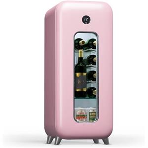 Klarstein Cantinetta Vino Refrigerata a Zona Singola per Interno/Esterni, Frigo Bar, Cantina Vino con Porta in Vetro, Mini Frigo Silenzioso, Frigorifero Piccolo Touch Control, 5-18°C, 15 Bottiglie