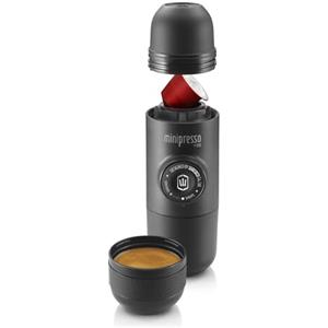 WACACO Caffettiera Portatile, Azionabile Manualmente, Macchina Caffe Portatile, Compatibile con Capsule *Nespresso®* (capsule originali NS e compatibili), Caffettiera da Viaggio, Minipresso NS, Nero