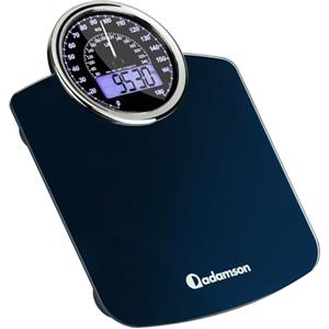 Adamson Bilancia Pesapersone Ibrida - NUOVO - Digitale & Analogica 2-in-1 - Fino a 180 kg - Ampio Display con Retroilluminazione - Robusto Vetro Temperato - Lettura Facile