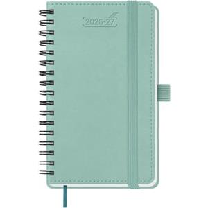 BEZEND Agenda 2026 2027 Settimanale Tascabile Spirale, A6 15,5 x 9 cm, 18 Mesi Diario Scuola Piccola da Lug.26 a Dic.27, Portapenne, Copertina Morbida in Pelle PU - Verde Menta