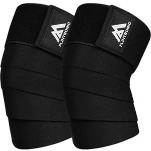 flintronic Ginocchio Fascia Powerlifting, 200cm Pesistica Fasce Elastica Bendaggio, Tutore per Ginocchio Unisex, Ginocchiere Palestra Squat per Powerlifting Allenamento (Nero)