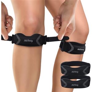 MitButy Tutore Tendine Rotuleo con Cuscinetto in Silicone (Set da 2) - Ginocchiera Ortopedica, Ginocchiera Rotulea Regolabile per Uomo, Donna - Fascia Ginocchio per Corsa, Sport e Attività Quotidiane
