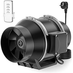 HG Power Ventilatore Centrifugo 75 mm a 2 Velocità, Aspiratore Silenzioso 220 m³/h, Estrattore Aria Inline con Spina UE per Bagno, Cucina, Grow Tent, Serra
