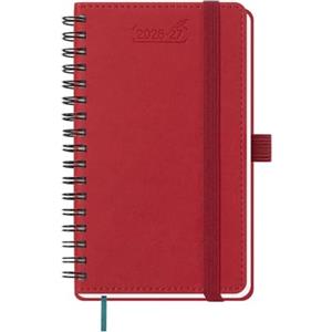 BEZEND Agenda 2026 2027 Settimanale Tascabile Spirale, A6 15,5 x 9 cm, 18 Mesi Diario Scuola Piccola da Lug.26 a Dic.27, Portapenne, Copertina Morbida in Pelle PU - Rosso