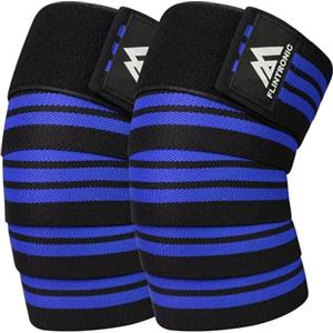 flintronic Ginocchio Fascia Powerlifting, 200cm Pesistica Fasce Elastica Bendaggio, Tutore per Ginocchio Unisex, Ginocchiere Palestra Squat per Powerlifting Allenamento (Blu)
