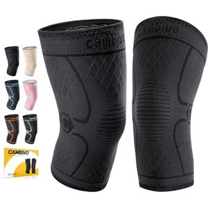 CAMBIVO 2 Pezzi Ginocchiera Ortopedica di Compressione, Tutore Ginocchio Antiscivolo, Ginocchiere Palestra Elastica per Legamenti, Menisco, Sport, Corsa, Gym