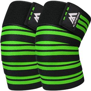 flintronic Ginocchio Fascia Powerlifting, 200cm Pesistica Fasce Elastica Bendaggio, Tutore per Ginocchio Unisex, Ginocchiere Palestra Squat per Powerlifting Allenamento (Verde)
