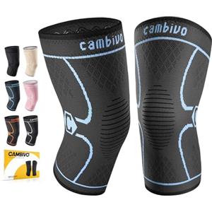 CAMBIVO 2 Pezzi Ginocchiera Ortopedica di Compressione, Tutore Ginocchio Antiscivolo, Ginocchiere Palestra Elastica per Legamenti, Menisco, Sport, Corsa, Gym