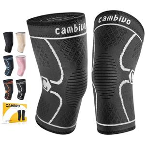 CAMBIVO 2 Pezzi Ginocchiera Ortopedica di Compressione, Tutore Ginocchio Antiscivolo, Ginocchiere Palestra Elastica per Legamenti, Menisco, Sport, Corsa, Gym
