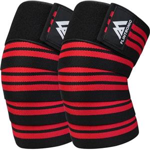 flintronic Ginocchio Fascia Powerlifting, 200cm Pesistica Fasce Elastica Bendaggio, Tutore per Ginocchio Unisex, Ginocchiere Palestra Squat per Powerlifting Allenamento (Rosso)