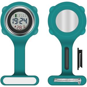 Vicloon Orologio da Infermiere, Orologio per Infermieri in Silicone con Spilla, Infermieri Fob Medical Watch Quandrante Rotondo, Orologi da Tasca per Medici e Paramedico (Verde scuro)