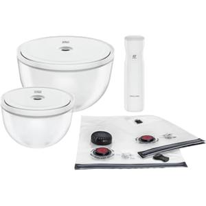 ZWILLING Fresh & Save BOWLS - Set di 9 pezzi in vetro per sottovuoto con ciotole da 18 e 24 cm