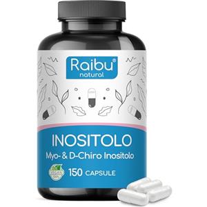RAIBU Inositolo Integratore, Myo & D Chiro Inositolo - PCOS e Ovaio Policistico - 150 Capsule Vegane con Vitamina B6 e Cromo - Dose Elevata, Combinazione Efficace - Raibu