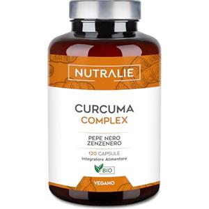 NUTRALIE Curcuma Capsule e Piperina + Zenzero + Pepe Nero - 1420mg - Curcumina - Curcuma BIO - Turmeric Naturale 120 Capsule - Nutralie
