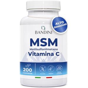 Bandini® MSM 2000 mg di Metilsulfonilmetano in COMPRESSE + Vitamina C, Integratore per Capelli, Pelle, Articolazioni, Unghie, Antinfiammatorio Muscolare con Zolfo, 100% Vegan, Alternativa alla polvere