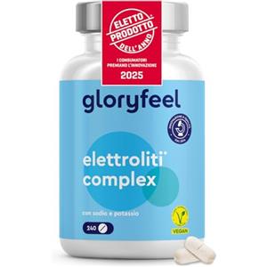 Gloryfeel Elettroliti, 240 Compresse, ELETTO PRODOTTO DELL'ANNO 2025, con Magnesio, Potassio, Sodio, Calcio e Cloruro - Equilibrio Elettrolitico & Funzione Muscolare - Vegano, Senza Glutine e Senza Additivi