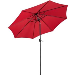 Yaheetech Ombrellone da Giardino Esterno 270 cm Portatile Parasole Protezione UV con Manovella 8 Stecche Reclinabile Telo in Poliestere Tubo in Alluminio Spiaggia Balcone Terrazzo Rosso