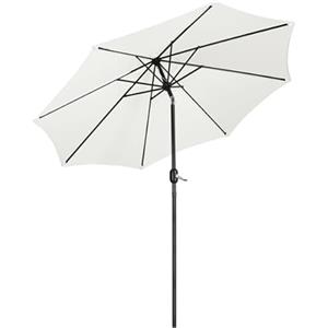 Yaheetech Ombrellone da Giardino Esterno 270 cm Portatile Parasole Protezione UV con Manovella 8 Stecche Reclinabile Telo in Poliestere Tubo in Alluminio Spiaggia Balcone Terrazzo Crema