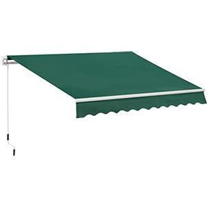 Outsunny Tenda da Sole 3x2 m con Braccio Avvolgibile, Tenda Parasole da Esterno a Manovella in Alluminio e Tessuto Poliestere, Protezione UV, per Giardino, Balcone, Porte, Finestre e Terrazza, Verde