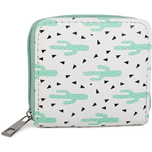 styleBREAKER mini portamonete con stampa cactus, chiusura con cerniera a giro, portafoglio, da donna 02040096, colore:Bianco - Verde menta