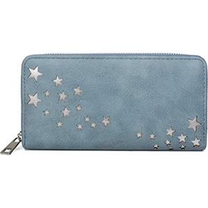 styleBREAKER Portafoglio Donna con Intagli a Forma di Stella Metallica, Chiusura con Cerniera, colore:Blu