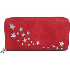 styleBREAKER Portafoglio Donna con Intagli a Forma di Stella Metallica, Chiusura con Cerniera, colore:Rosso