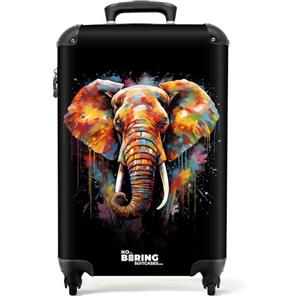 NoBoringSuitcases.com Valigia Trolley Bagaglio a Mano 55x40x20 cm, 10 kg (Elefante - Multicolore)