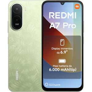 Xiaomi REDMI A7 Pro Smartphone 4+128GB, Display immersivo 6,9", Batteria 6000 mAh(tip), Processore Octa-core, Doppia fotocamera AI da 13MP, Verde, Garanzia 2 anni + 1 anno extra,Caricatore non incluso