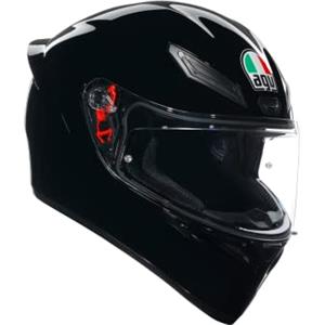 AGV - K1 S E2206, Casco Moto Integrale ECE, Stile Racing con Spoiler Aerodinamico, Prese d'Aria e Visiera Antigraffio, Campo Visivo 190°, Predisposizione Interfono, Nero, L