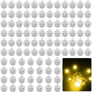Gvolatee 100 pezzi Luci a LED per Palloncini, Luce Lampade, Rotondo Lampada a Palloncino, Mini Led Lanterne di Carta, per Festa di Compleanno, Matrimonio, Halloween, Decorazione Natalizia,Bianco caldo