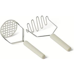 Amazon Basics Schiacciapatate, Set di 2 Pezzi, Impugnatura Morbida, Lavabile in Lavastoviglie, Grigio Lino