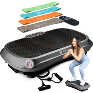 LifePro Waver Pedana Vibrante Dimagrante Per Drenaggio Linfatico E Attivazione Muscolare, Pedana Vibrante Per Allenamento Completo Con 2 Loop Band, 4 Bande Elastiche E Telecomando - Grigio