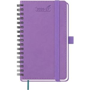 BEZEND Agenda 2026 2027 Settimanale Tascabile Spirale, A6 15,5 x 9 cm, 18 Mesi Diario Scuola Piccola da Lug.26 a Dic.27, Portapenne, Copertina Morbida in Pelle PU - Lavanda