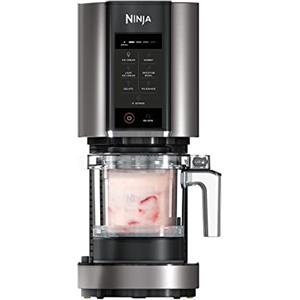 Ninja CREAMi Gelatiera, macchina per gelato e dessert congelati, 1,4 l, 2 vasetti, 7 programmi, per gelati, sorbetti, frullati, frappè, nero/argento, NC302EU