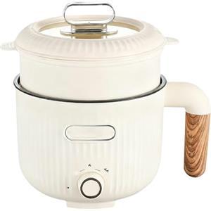 BORDEAG Hot Pot elettrico con vaporiera, padella elettrica 2 L, multicooker antiaderente portatile, mini pentola per zuppe veloce, pentola da viaggio, scodella per pasta, pentola elettrica, ideale per cucina