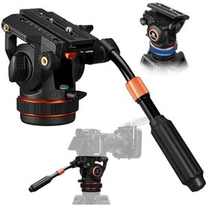 K&F CONCEPT Testa Idraulica per Treppiede BV50, Testa Fluida per Videocamera con Panoramico a 360° e Piastra a Sgancio Rapido Doppia Modalità, Compatibile con Fotocamera Reflex, Carico Massimo di 8kg