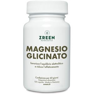 Zreen Magnesio Glicinato 120 Capsule - Integratore Vegano per Equilibrio Elettrolitico e Riduzione dell'Affaticamento