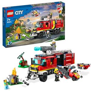 LEGO 60374 City Fire Autopompa dei Vigili del Fuoco, Unità di Comando dei Pompieri con Camion Giocattolo e Droni Terrestri e Aerei, Veicoli per Bambini, Ragazzi e Ragazze