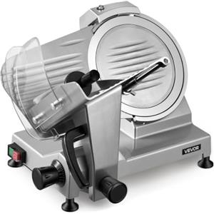 VEVOR Affettatrice Elettrica per Carne, Affettatrice per Prosciutto 240 W Spessore di Taglio Regolabile da 0-12 mm, Lama in Acciaio al Carbonio 250 mm, Salsicce Pane Formaggio Salumi Prosciutto