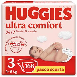 Huggies Little Movers, Pannolini Taglia 3 (4-9 Kg), Ultra assorbente, Design Disney, Pacco Scorta, 168 Pz