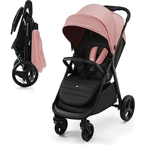 kk Kinderkraft Kinderkraft RINE Passeggino leggero fino 22 kg, Chiusura con una mano, Capotta impermeabile con filtro UPF50+, Barra di sicurezza girevole, Portabicchiere, Rosa
